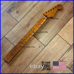 Roasted Flame Maple Strat Guitar Neck Satin Fits Fender & Warmoth Body SM2B