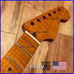 Roasted Flame Maple Strat Guitar Neck Satin Fits Fender & Warmoth Body SM2C