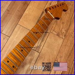 Roasted Flame Maple Strat Guitar Neck Satin Fits Fender & Warmoth Body SM2C