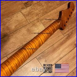 Roasted Flame Maple Strat Guitar Neck Satin Fits Fender & Warmoth Body SM2F