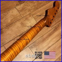 Roasted Flame Maple Strat Guitar Neck Satin Fits Fender & Warmoth Body SM2F