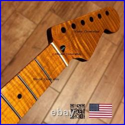 Roasted Flame Maple Strat Guitar Neck Satin Fits Fender & Warmoth Body SM2F
