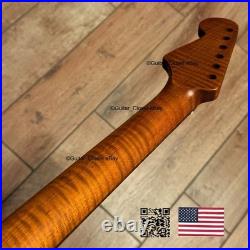 Roasted Flame Maple Strat Guitar Neck Satin Fits Fender & Warmoth Body SM2G