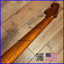 Roasted Flame Maple Strat Guitar Neck Satin Fits Fender & Warmoth Body SM2G
