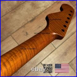Roasted Flame Maple Strat Guitar Neck Satin Fits Fender & Warmoth Body SM2G