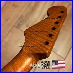 Roasted Flame Maple Strat Guitar Neck Satin Fits Fender & Warmoth Body SM2G