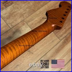Roasted Flame Maple Strat Guitar Neck Satin Fits Fender & Warmoth Body SM2G