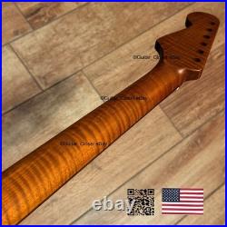 Roasted Flame Maple Strat Guitar Neck Satin Fits Fender & Warmoth Body SM2G