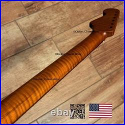 Roasted Flame Maple Strat Guitar Neck Satin Fits Fender & Warmoth Body SM2G