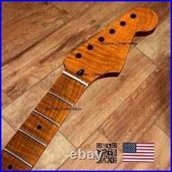 Roasted Flame Maple Strat Guitar Neck Satin Fits Fender & Warmoth Body SM2G