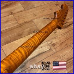 Roasted Flame Maple Strat Guitar Neck Satin Fits Fender & Warmoth Body SM2J