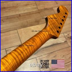 Roasted Flame Maple Strat Guitar Neck Satin Fits Fender & Warmoth Body SM2J