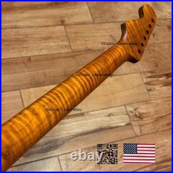 Roasted Flame Maple Strat Guitar Neck Satin Fits Fender & Warmoth Body SM2J