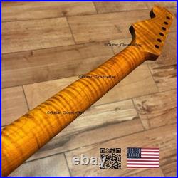 Roasted Flame Maple Strat Guitar Neck Satin Fits Fender & Warmoth Body SM2J