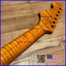 Roasted Flame Maple Strat Guitar Neck Satin Fits Fender & Warmoth Body SM2J