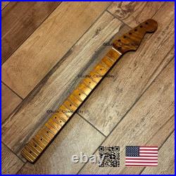 Roasted Flame Maple Strat Guitar Neck Satin Fits Fender & Warmoth Body SM2J