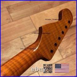 Roasted Flame Maple Strat Guitar Neck Satin Fits Fender & Warmoth Body SM2P