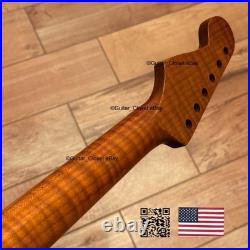 Roasted Flame Maple Strat Guitar Neck Satin Fits Fender & Warmoth Body SM2P