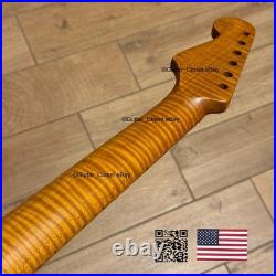 Roasted Flame Maple Strat Guitar Neck Satin Fits Fender & Warmoth Body SM2P