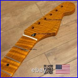 Roasted Flame Maple Strat Guitar Neck Satin Fits Fender & Warmoth Body SM2P