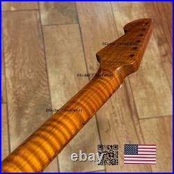 Roasted Flame Maple Strat Guitar Neck Satin Fits Fender & Warmoth Body SM2Q
