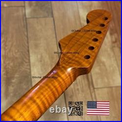Roasted Flame Maple Strat Guitar Neck Satin Fits Fender & Warmoth Body SM2Q