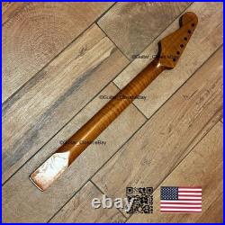 Roasted Flame Maple Strat Guitar Neck Satin Fits Fender & Warmoth Body SM2Q