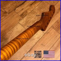 Roasted Flame Maple Strat Guitar Neck Satin Fits Fender & Warmoth Body SM2T