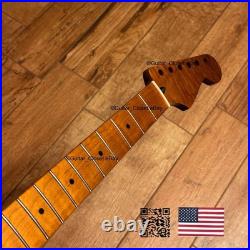 Roasted Flame Maple Strat Guitar Neck Satin Fits Fender & Warmoth Body SM2T