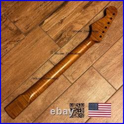 Roasted Flame Maple Strat Guitar Neck Satin Fits Fender & Warmoth Body SM2T
