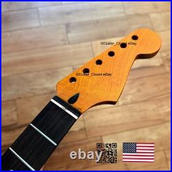 Roasted Maple Rosewood Strat Neck Nitro Satin Fits Warmoth Fender SR02G