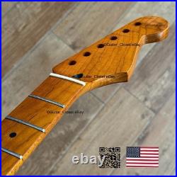 U23099 Roasted Flame Maple Strat Guitar Neck Satin Fits Fender Warmoth G1N