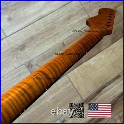 V-Shaped Roasted Flame Maple Rosewood Strat Neck Fits Fender & Fender VSSRH