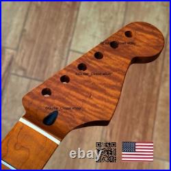 V-Shaped Roasted Flame Maple Strat Guitar Neck Satin Fits Fender Warmoth VsSMA