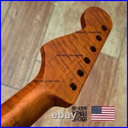 V-Shaped Roasted Flame Maple Strat Guitar Neck Satin Fits Fender Warmoth VsSMA