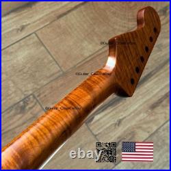 V-Shaped Roasted Flame Maple Strat Guitar Neck Satin Fits Fender Warmoth VsSMA