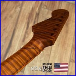 V-Shaped Roasted Flame Maple Strat Guitar Neck Satin Fits Fender Warmoth VsSMD