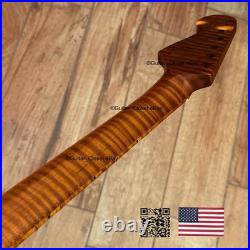 V-Shaped Roasted Flame Maple Strat Guitar Neck Satin Fits Fender Warmoth VsSMD