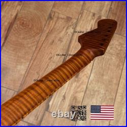 V-Shaped Roasted Flame Maple Strat Guitar Neck Satin Fits Fender Warmoth VsSMD