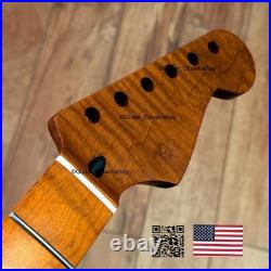 V-Shaped Roasted Flame Maple Strat Guitar Neck Satin Fits Fender Warmoth VsSMD