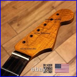 Vintage 21 Fret Roasted Flame Maple Rosewood Strat Neck Fits Fender Warmoth vSRW