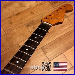 Vintage 21 Fret Roasted Flame Maple Rosewood Strat Neck Fits Fender Warmoth vSRW