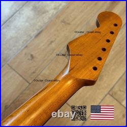 Vintage 21 Fret Roasted Maple Rosewood Strat Neck Nitro Satin Fit Fender vSR1C Vintage 21 Fret Roasted Maple Rosewood Strat Neck Nitro Satin Fit Fender vSR1C