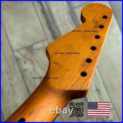 Vintage 21 Fret Roasted Maple Rosewood Strat Neck Nitro Satin Fit Fender vSR1H Vintage 21 Fret Roasted Maple Rosewood Strat Neck Nitro Satin Fit Fender vSR1H