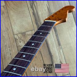 Vintage 21 Fret Roasted Maple Rosewood Strat Neck Nitro Satin Fit Fender vSR1H Vintage 21 Fret Roasted Maple Rosewood Strat Neck Nitro Satin Fit Fender vSR1H