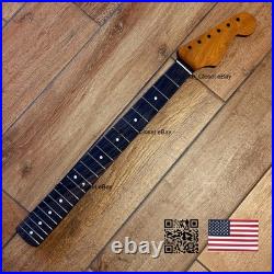 Vintage 21 Fret Roasted Maple Rosewood Strat Neck Satin Fits Fender body vSRT