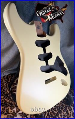 Vintage Cream Satin Nitro Replacement Strat N. American Alder w Shielding 4.8lbs