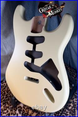 Vintage Cream Satin Nitro Replacement Strat N. American Alder w Shielding 4.8lbs