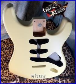 Vintage Cream Satin Nitro Replacement Strat N. American Alder w Shielding 4.8lbs